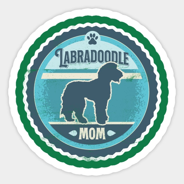 Labradoodle Mom - Distressed Labradoodle Silhouette Design Sticker by DoggyStyles